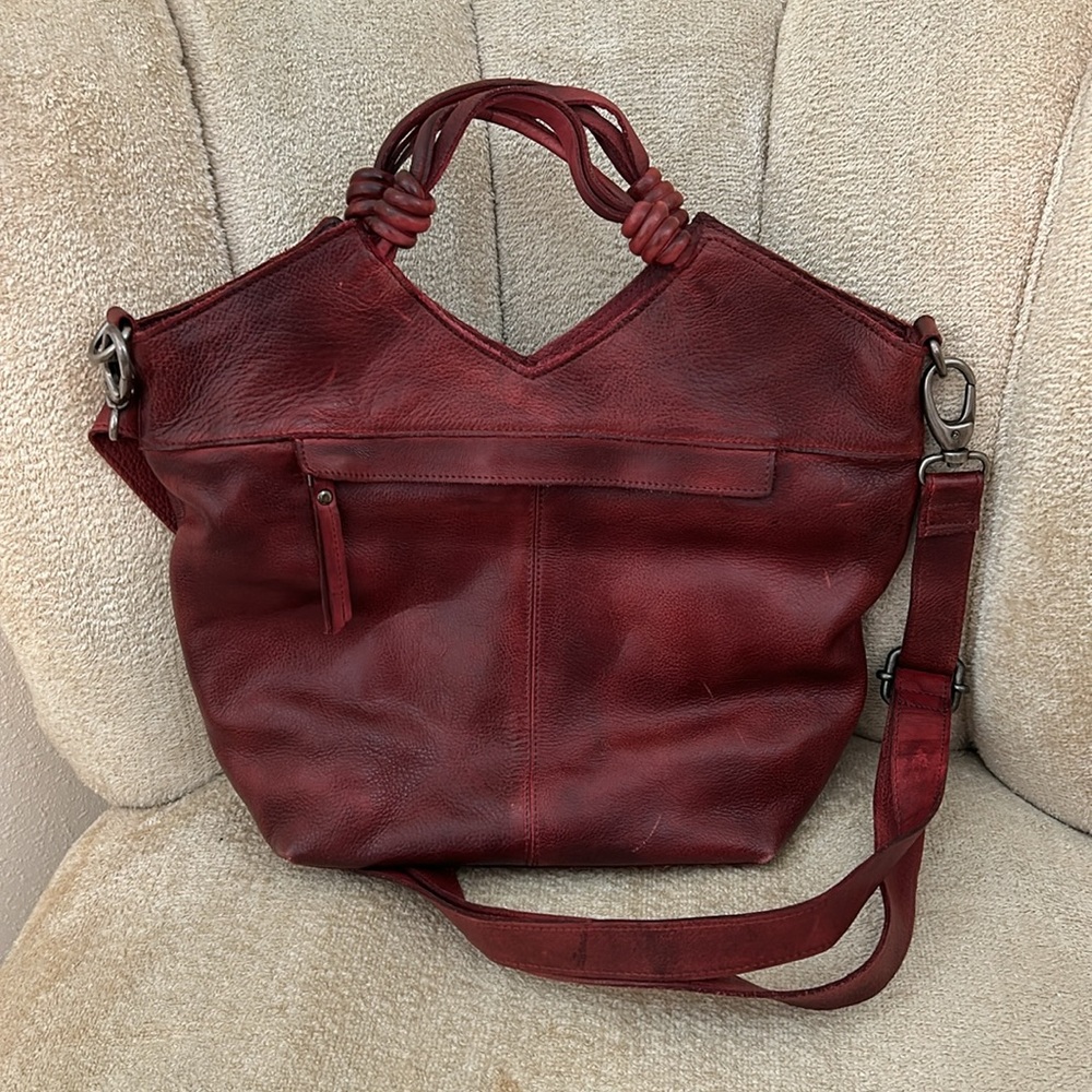 Latico Leather Nash Tote Crossbody Bag in Oxblood Red Full Grain Leather - Picture 4 of 10